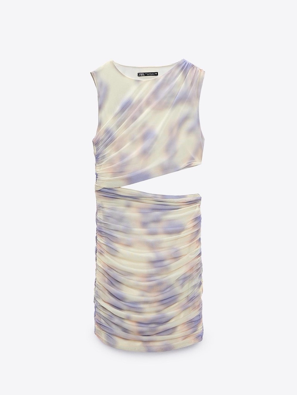 ZARA Backless Draped Midi Dress in Cream, Lavender and Soft Blue